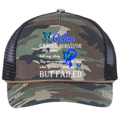 Colon Cancer Survivor My Scars Tell My Story Retro Rope Trucker Hat Cap