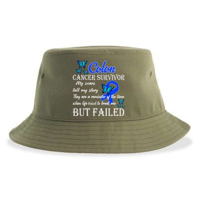 Colon Cancer Survivor My Scars Tell My Story Sustainable Bucket Hat