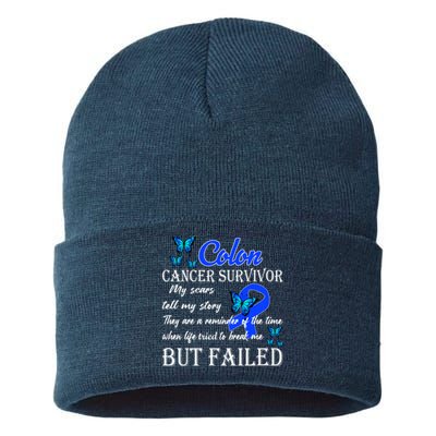 Colon Cancer Survivor My Scars Tell My Story Sustainable Knit Beanie