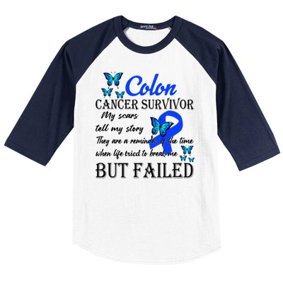 Colon Cancer Survivor My Scars Tell My Story Baseball Sleeve Shirt