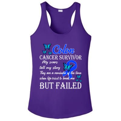 Colon Cancer Survivor My Scars Tell My Story Ladies PosiCharge Competitor Racerback Tank
