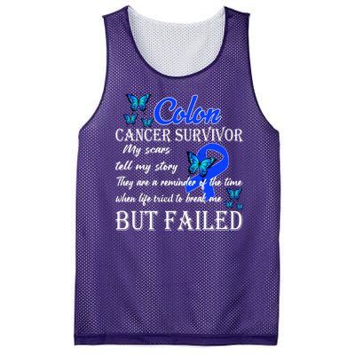 Colon Cancer Survivor My Scars Tell My Story Mesh Reversible Basketball Jersey Tank