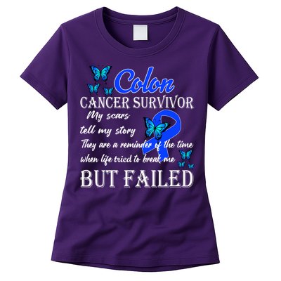 Colon Cancer Survivor My Scars Tell My Story Womens T-Shirt