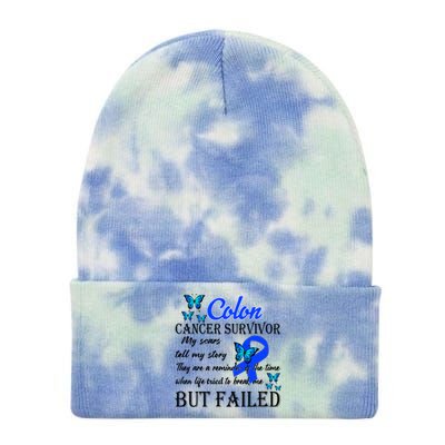 Colon Cancer Survivor My Scars Tell My Story Tie Dye 12in Knit Beanie