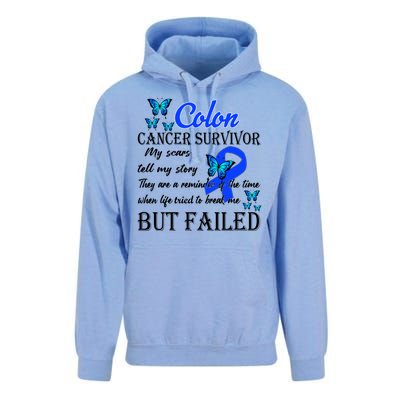 Colon Cancer Survivor My Scars Tell My Story Unisex Surf Hoodie