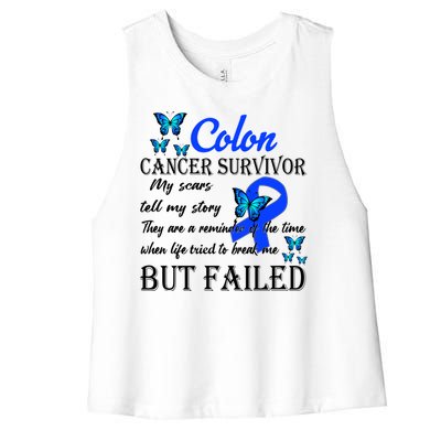 Colon Cancer Survivor My Scars Tell My Story Women's Racerback Cropped Tank