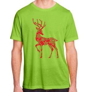 Cute Classy Snowflake Christmas Red Deer Reindeer Adult ChromaSoft Performance T-Shirt