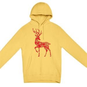 Cute Classy Snowflake Christmas Red Deer Reindeer Premium Pullover Hoodie