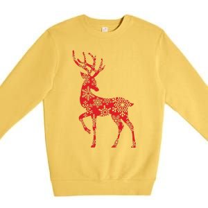 Cute Classy Snowflake Christmas Red Deer Reindeer Premium Crewneck Sweatshirt