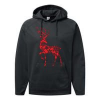 Cute Classy Snowflake Christmas Red Deer Reindeer Performance Fleece Hoodie