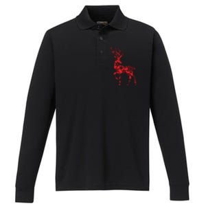 Cute Classy Snowflake Christmas Red Deer Reindeer Performance Long Sleeve Polo