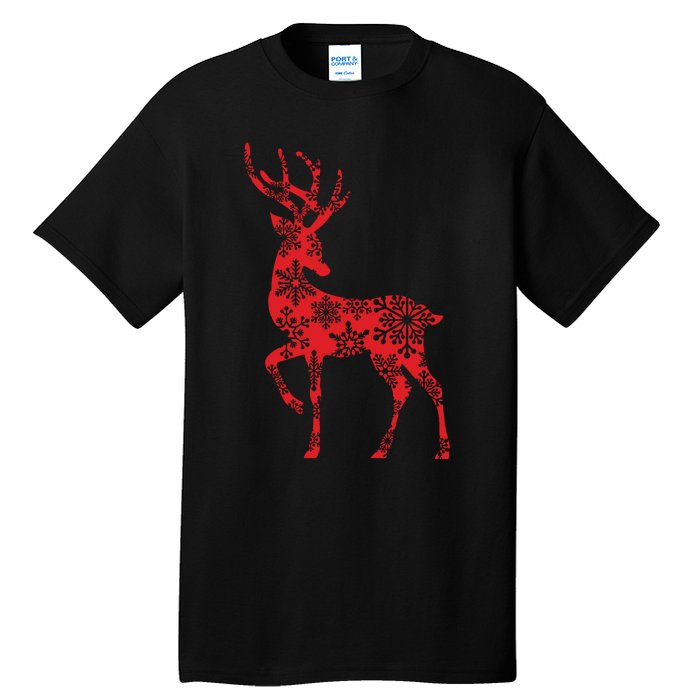 Cute Classy Snowflake Christmas Red Deer Reindeer Tall T-Shirt