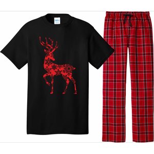 Cute Classy Snowflake Christmas Red Deer Reindeer Pajama Set