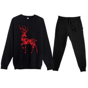 Cute Classy Snowflake Christmas Red Deer Reindeer Premium Crewneck Sweatsuit Set