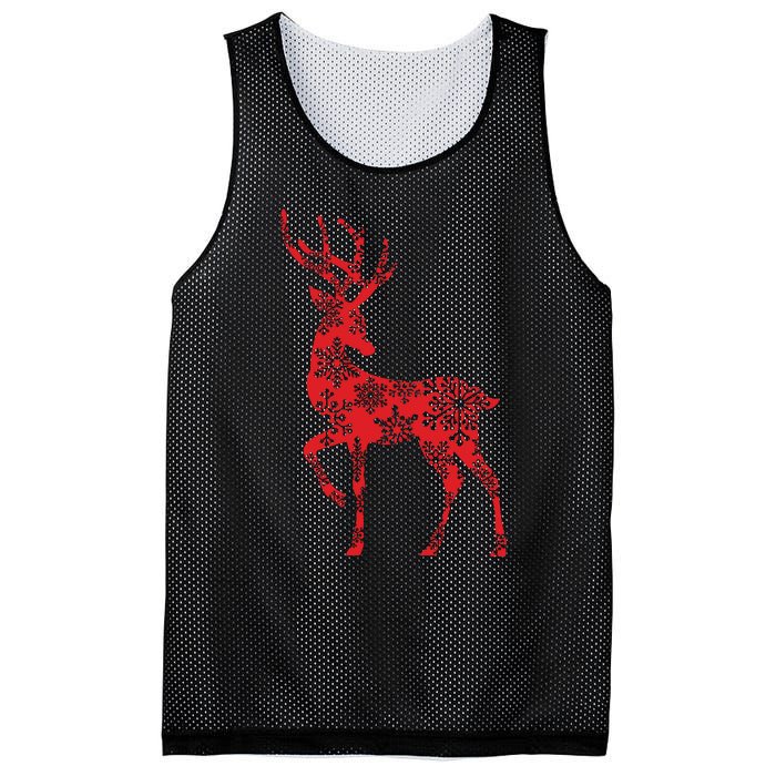 Cute Classy Snowflake Christmas Red Deer Reindeer Mesh Reversible Basketball Jersey Tank