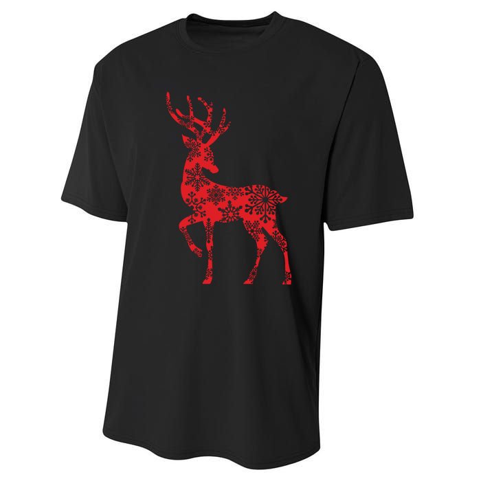 Cute Classy Snowflake Christmas Red Deer Reindeer Performance Sprint T-Shirt