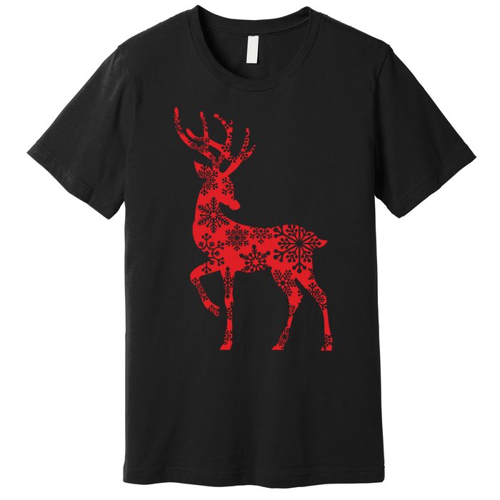 Cute Classy Snowflake Christmas Red Deer Reindeer Premium T-Shirt