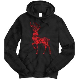 Cute Classy Snowflake Christmas Red Deer Reindeer Tie Dye Hoodie