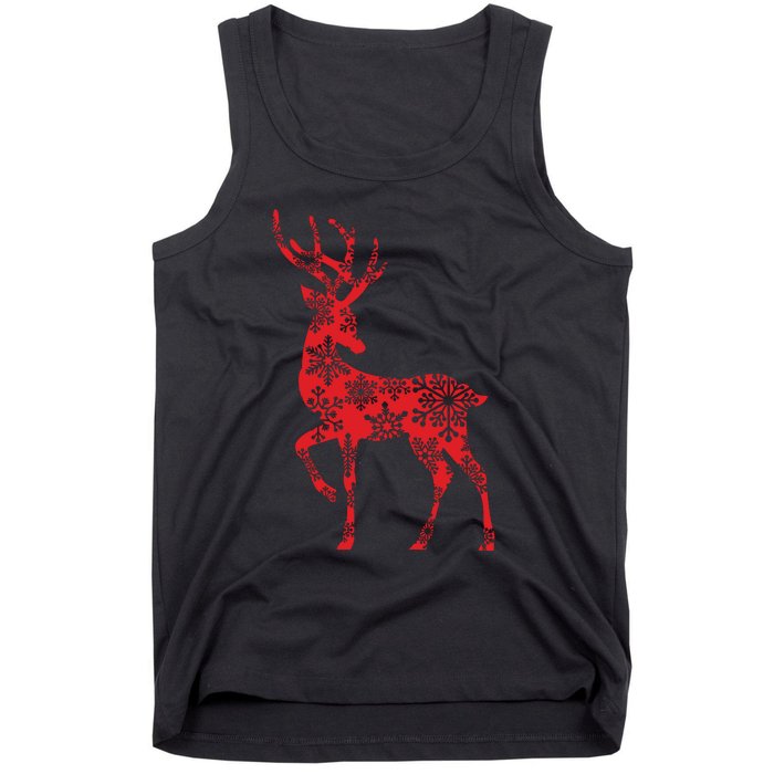 Cute Classy Snowflake Christmas Red Deer Reindeer Tank Top