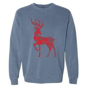 Cute Classy Snowflake Christmas Red Deer Reindeer Garment-Dyed Sweatshirt