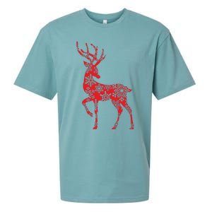 Cute Classy Snowflake Christmas Red Deer Reindeer Sueded Cloud Jersey T-Shirt