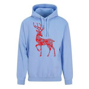 Cute Classy Snowflake Christmas Red Deer Reindeer Unisex Surf Hoodie