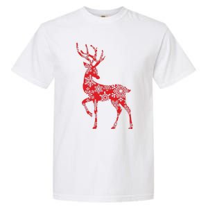 Cute Classy Snowflake Christmas Red Deer Reindeer Garment-Dyed Heavyweight T-Shirt