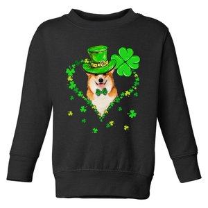 Cute Corgi Saint Patrick's Day Dogs Dad Mom Toddler Sweatshirt