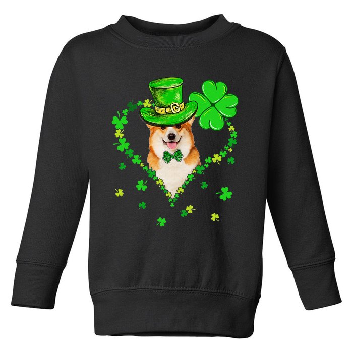 Cute Corgi Saint Patrick's Day Dogs Dad Mom Toddler Sweatshirt