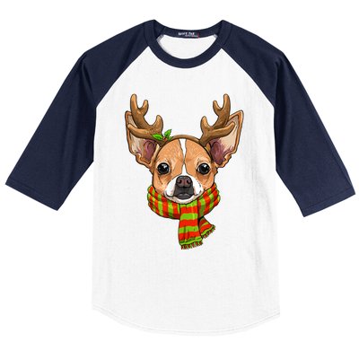 Chihuahua Christmas Santa Clause Dog Reindeer Xmas Dog Lover Gift Baseball Sleeve Shirt