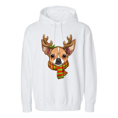 Chihuahua Christmas Santa Clause Dog Reindeer Xmas Dog Lover Gift Garment-Dyed Fleece Hoodie