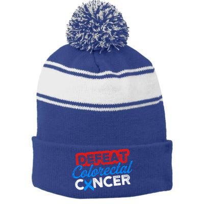 Colorectal Cancer Survivor Defeat Crc Warrior Gift Stripe Pom Pom Beanie