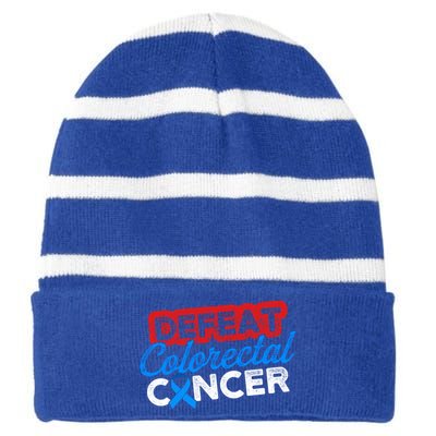 Colorectal Cancer Survivor Defeat Crc Warrior Gift Striped Beanie with Solid Band