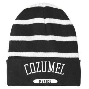 Cozumel Classic Style Cozumel Mexico Striped Beanie with Solid Band