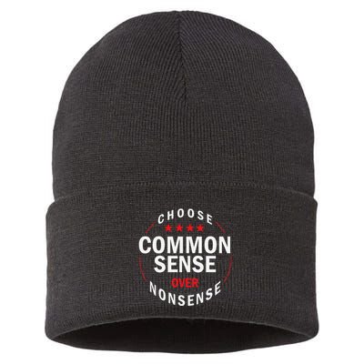 Choose Common Sense Over Nonsense Sustainable Knit Beanie