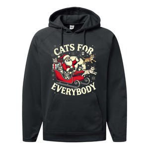 Christmas Cat Santa Cat Lover Christmas Cats For Everybody Performance Fleece Hoodie