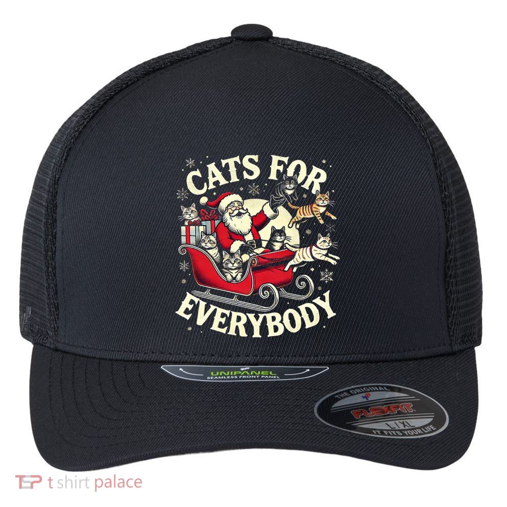 Christmas Cat Santa Cat Lover Christmas Cats For Everybody Flexfit Unipanel Trucker Cap
