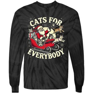 Christmas Cat Santa Cat Lover Christmas Cats For Everybody Tie-Dye Long Sleeve Shirt