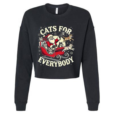 Christmas Cat Santa Cat Lover Christmas Cats For Everybody Cropped Pullover Crew