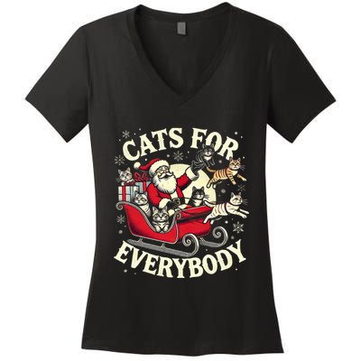 Christmas Cat Santa Cat Lover Christmas Cats For Everybody Women's V-Neck T-Shirt