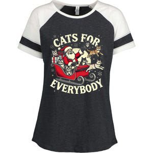 Christmas Cat Santa Cat Lover Christmas Cats For Everybody Enza Ladies Jersey Colorblock Tee