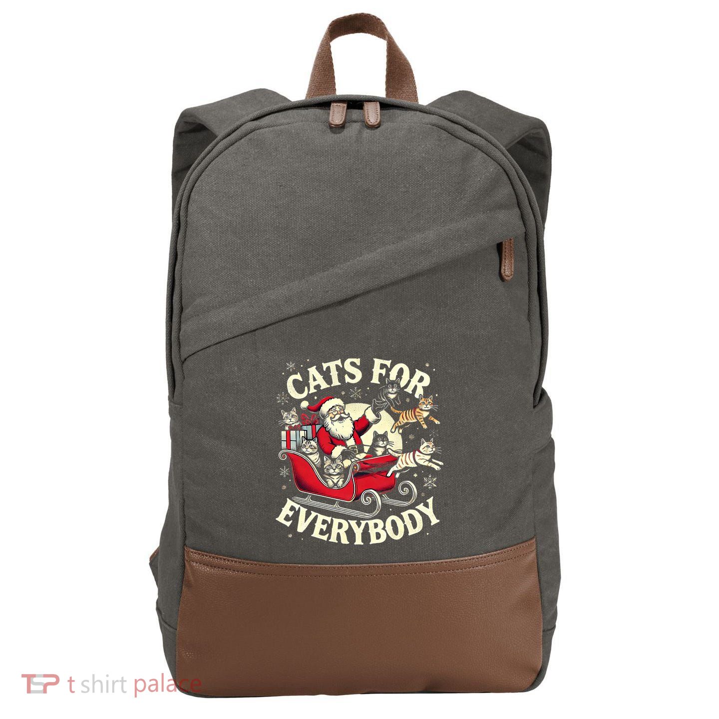 Christmas Cat Santa Cat Lover Christmas Cats For Everybody Cotton Canvas Backpack