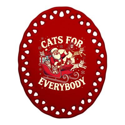 Christmas Cat Santa Cat Lover Christmas Cats For Everybody Ceramic Oval Ornament