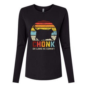 Chonk Cat Scale Meme Retro Style Cats Memes Womens Cotton Relaxed Long Sleeve T-Shirt