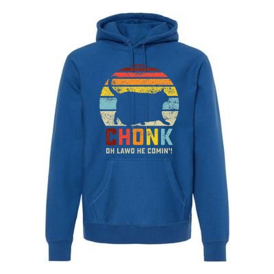 Chonk Cat Scale Meme Retro Style Cats Memes Premium Hoodie