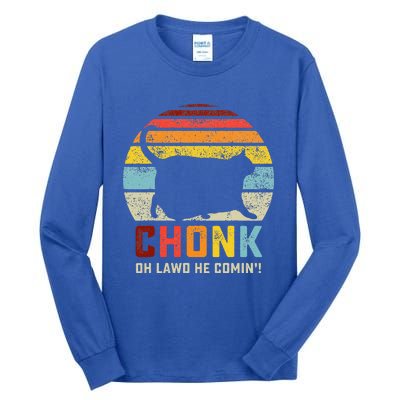 Chonk Cat Scale Meme Retro Style Cats Memes Tall Long Sleeve T-Shirt