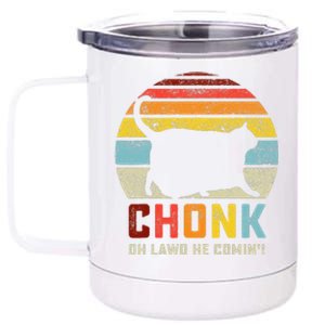 Chonk Cat Scale Meme Retro Style Cats Memes 12 oz Stainless Steel Tumbler Cup