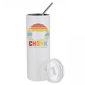 Chonk Cat Scale Meme Retro Style Cats Memes Stainless Steel Tumbler