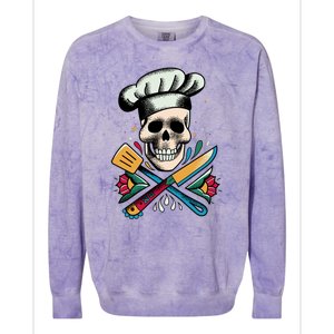 Cooking Chef Skull Colorblast Crewneck Sweatshirt