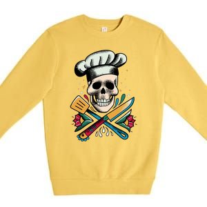 Cooking Chef Skull Premium Crewneck Sweatshirt